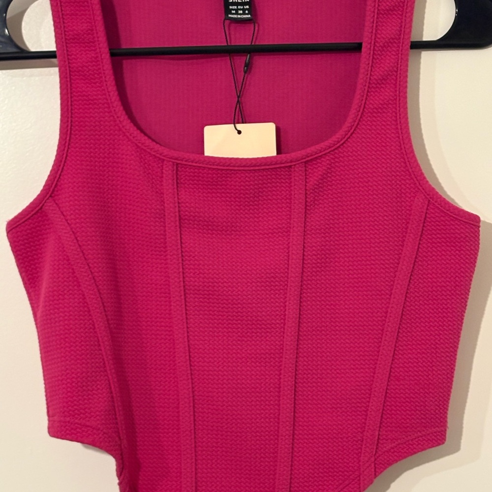 SHEIN Fuchsia Textured Crop Top